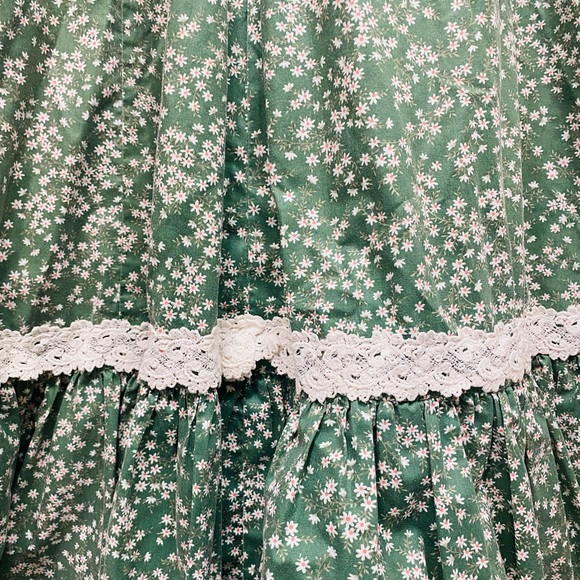 Vintage Princess Kaiulani Hawaii Maxi Green/White Lace Floral Dress Size 14 - Picture 9 of 10